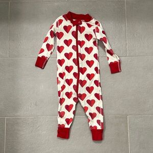 Hanna Andersson Red Heart Print Pajama Onesie